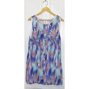 VINTAGE : ICE : size 16 : pink & blue sleeveless Y2K colorful sequin mini dress